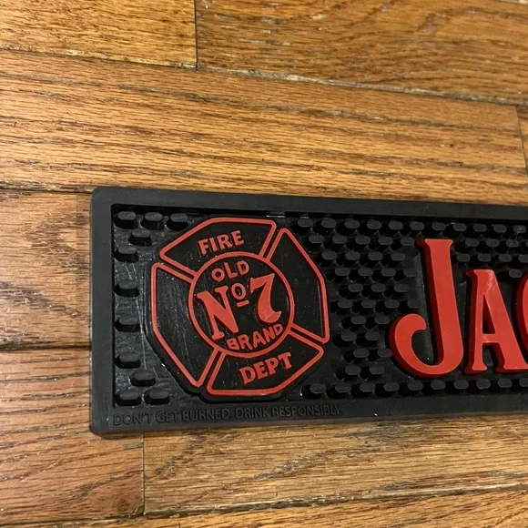 NEW! JACK DANIELS WHISKEY 21" RUBBER BAR MAT Tennessee Fire Dept MANCAVE - Picture 2 of 4